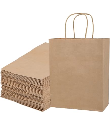 DeinPack Lot de 200 sacs en papier - 32 x 16 x 39 cm - Respectueux de l' environnement - Grands sacs cadeaux en papier biodégradables et compostables - Marron