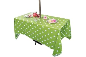 Eternal Beauty Nappe rectangulaire anti-éclaboussures avec trou de parasol et fermeture éclair pour terrasse, jardin, fête et barbecue Vert 132 x 178 cm