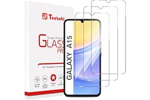 Tentoki Verre Trempé pour Samsung Galaxy A15 6,5 Pouces, [lot de 3] vitre Protection écran -sans Bulles d'air -[0.33mm] [Anti Rayures, Dureté 9H] Ultra Transparent