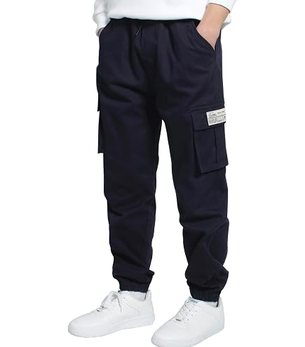 Jean Baggy Garçon Ado - Coupe Droite Cargo Large - Taille élastique - Noir - Streetwear