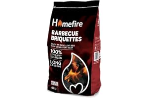 Homefiire BBQ Briquette 4kg | Long-Burning BBQ Fuel | Consistent Heat for Grilling & Roasting | Easy to Light, Low Ash | Idea