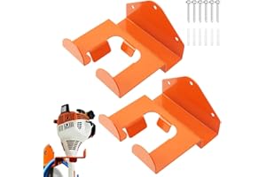 YOPOTIKA Lot de 2 support mural pour débroussailleuse à gazon lourd travail, porte outils mural pour coupe-herbes, outils de rangement pour garage, débroussailleuse, taille-haies