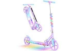 BELEEV V9 Trottinette Enfant de 6 a 14 Ans, Adultes et Adolescents jusqu'à 100 KG, LED Lumineuses Stem & Deck, Pliable et à Hauteur Ajustab, Grandes Roue 200 mm, City Scooter 2 Roues