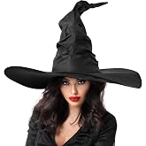 Witch Hat Women's Twisted Witch Hat Black Witch Hat Foldable Witch Hat for Carnival, Halloween, Masquerade
