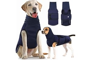 IECOii Dog Anxiety Calming Hoodie,Breathable Dog Anxiety Jacket Vest Coat for Thunderstorms,Fireworks,Vet Visits, Separation,Adjustable Doggy Hoodies for Noise Block & Ear Protection Recovery,Blue,L
