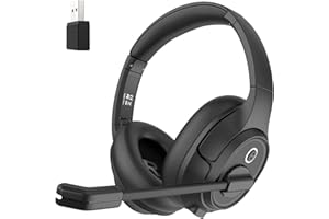 EKSA H6 Casque sans Fil avec Microphone et dongle USB [jusqu'à 55 Heures et portée de 10 mètres] Casque d'ordinateur Bluetooth avec Microphone antibruit AI, Casque Supra-auriculaire pour Entreprise
