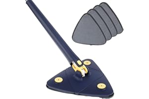 CIVG Vadrouille de Nettoyage Réglable Rotative à 360,Fibre Superfine Balai à Franges,Absorbe et Déshydrate Rapidement Balai de Nettoyage Triangulaire pour Carrelage,Bois Franc,Ciment (C)