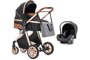 ONE MORE BUCK OneMoreBuck® 3 in 1 Kinderwagen Kombikinderwagen komplettset incl. Babywanne Buggy Babyschale, mit Alu-Rahmen Voll-Gummireifen Wickeltasche Moskitonetz Sommermatte Regenschutz Fußsack