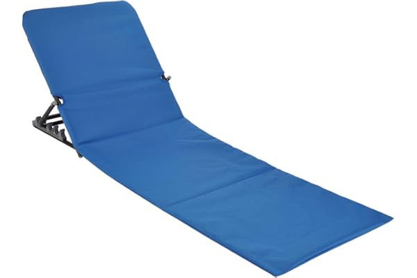 Spetebo Natte de plage pliable avec dossier - Chaise longue de plage - Chaise longue de jardin bleu