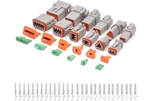 CEMYDEYO DT Stecker Set,6 Sätze Kabelverbinder Wasserdicht Steckverbinder,2-, 3-, 4-, 6-, 8-, 12-polig,KFZ Stecker,Kabelstecker für Auto, Motorräder, LKW, Boot