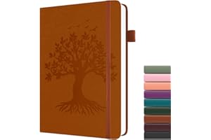Dzhzal Tree of Life Carnet de notes ligné A5 120 g/m² épais 365 pages, couverture rigide en cuir pour homme et femme avec boucle pour stylo et poche intérieure