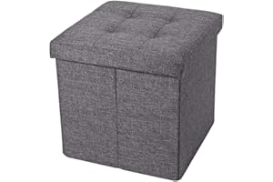 INTRECCI Pouf Contenitore, Puffo per Sedersi, Pouf Poggiapiedi, in Tessuto, Quadrato, 38x38x38 cm, Imbottito, Versatile, Facile da Pulire. Colore: Grigio