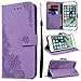 Produktbild SMART LEGEND Lederhülle für iPhone7 Plus Ledertasche Hülle Drucken Weinstock Blume Muster Schutzhülle Premium PU Leder mit Handschlaufe Flip Case Protective Cover Innere Weiche Silikon Bookcase Handy Tasche Schale mit Kartenfächer Magnetverschluß Standfunktion Etui - Lila