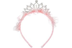 AOZUO Krone Geburtstag Mädchen, Diadem Prinzessinnen Tiara Kronen Stirnbänder Süße Tüll Schleifen Haarbänder Kristallkönigin Diademe für Geburtstag Weihnachten Kostüm Braut Hochzeit Halloween