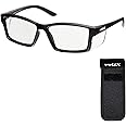 voltX 'VISION' Safety Readers Full Lens Magnified Reading Safety Glasses UKCA & CE EN166ft certified (+1.5 Dioptre, Clear lens) with Semi Rigid Expandable Safety Pouch - Anti fog coated UV400 lens