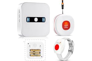 DAYTEE Daytech Bracelet Alarme Personne Agee,Bouton Alarme Personne Agee,Appel Urgence pour Les Proches Qui Ont Besoin de Soins à Domicile(1 Récepteur + 1 Bouton + 1 Bracelet)