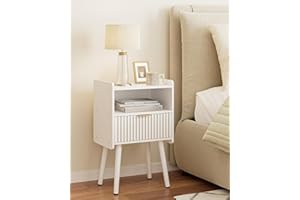 HEYZOEY Nachttisch Weiß, Nachttische Holz Nachttisch mit Speicher Schublade Nachtschrank Beistelltisch für Schlafzimmer, Wohnzimmer, Büro, Weiß