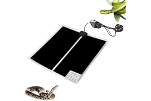 XIEHUZA Reptile Heating Mat with Temperature Adjustment, Waterproof Reptile Heat Pad Under Tank Terrarium Heater for Amphibians, Small Animals, Seeding (14W - 11 x 11 IN)