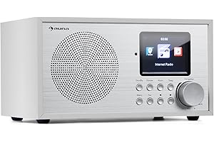 auna Silver Star Radio, Tragbares Internetradio, Bluetooth, DAB/DAB+/FM Radio mit Stereo-Lautsprecher, Küchenradio mit HCC Display, Digitalradio Klein, mit Fernbedienung