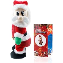 Gfilay Peluche Pupazzo Di Neve Canterino e Danzante, Bambola Musicale di Babbo Natale con 6 Canzoni Natalizie per Decorazione Animata