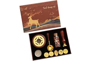 HELWEET Grzejnik do pieczęci woskowych, stempel do pieczęci woskowych, zestaw stempli do pieczęci woskowych, zestaw wosku pieczęciowego, idealny do koperek, kartek okolicznościowych, prac ręcznych, pieczęci