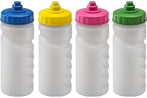 Foxberry 500ml Children's School Water Bottles - 4 Pack - Hands Free Lid - Spill Proof and Leak Proof Spout - BPA Free - Dishwasher Safe - Blank For DIY Decoration - Kids - School - Sports - Clubs