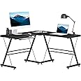 HOMCOM L Shaped Gaming Desk, Corner Computer Desk with Keyboard Tray, Work Table for Home Office, Study Workstation, 130 x 130 x 73.5cm, Black