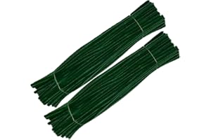 Ashuxxn 200 Pezzi filo di ciniglia Scovolini Ciniglia Steli Colorati 30cm Scovolini Colorati per Lavoretti in peluche curvo, per bambini, decorazioni fai da te (Verde scuro)