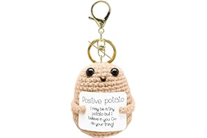 FANCYWUXI Positive Potato, Mini Giocattoli Di Patate, Divertente Positive Potato Peluche Maglieria Con Portachiavi E Carta Energia Positiva Per Il Migliore Amico (bianco positive)