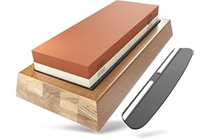 KINGFISHER Schleifstein 1000/6000 Körnung/Rutschfeste Silikonhalterung/Für Professionelles schärfen von Messern und Werkzeugen/inklusive Winkelführung