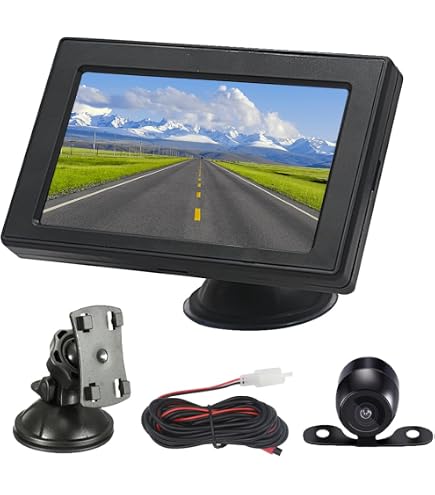Kairiyard 4.3 HD LCD Monitor Auto Con Telecamera di Retromarcia Impermeabile per Visione Notturna - Kit per Autobus/Camion/Furgone/Camper