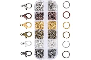 JZK 140x Schmuck-Karabinerverschlüsse + 990 Stück offene Biegeringe, DIY-Zubehör-Set für die Schmuckherstellung, handgefertigter Schmuck