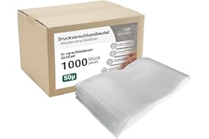 ‎DM-FOLIEN GMBH dm-folien Druckverschlussbeutel 1000 Stück I viele Größen I 70 x 100 mm I Robuste Zip Beutel 50 µ I Wiederverschließbarer Beutel I Transparente Verpackungsbeutel I sicher, reißfest & dicht