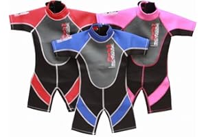 TWF Combinaison En Néoprène Enfants 2mm - Design Dauphin - NALU Noir/Rouge, 10-11 Ans