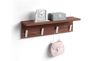 Mobili Fiver, Appendiabiti da parete, Rachele, da 60 cm, Noce Canaletto, Appendiabiti moderno per Bagno, Camera, Ingresso, Made in Italy