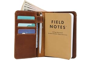 JACK'S POINT Leder-Feld-Notizbuchhülle für Notizen, Taschenformat, passend für 8,9 x 14 cm, separates Fach für , echtes genarbtes Leder, mehrere Taschen für zusätzliche Funktionalität und Stiftschlaufe