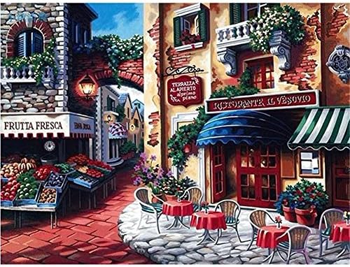 YANYANGXIN Diy Oil Paint by Number Kit,Digital Painting Suite,for Kids, Students, Adults Beginner with Brushes and Acrylic Pigment,Wall Art Artwork-Harbor Chairs,band With Frame