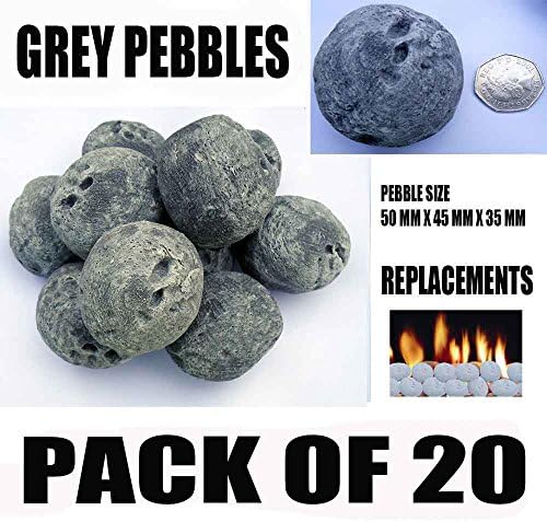 20 Gas Fire Replacement Ceramic large choice of colours Pebbles Replacements/Bio Fuels/Ceramic/Boxed/Lot of colours (GREY)
