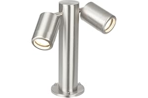 NATIONAL LIGHTING Atlantis Marine Grade Stainless Steel Adjustable GU10 Outdoor Garden Ground Spot Post Pedestal Light 280mm - Ideal for Coastal Areas IP65 Rated