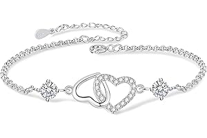 Epoch World Bracelet en Argent 925 pour Femme avec Zircone Cubique Réglable Bracelet Coeur Argent Femme 17+6 cm pour Cadeaux
