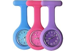 SibyTech Krankenschwester Ansteckuhr fob,Silikon mit Pin/Clip,Glow Pointer im Dunkeln,Infektionskontrolle Design,Analog-digital,Quarzwerk,Arzt Sanitäter medizinische Brosche Fob Uhr