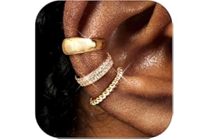 Diamday 3Pcs Ear Cuff Gold Ohrringe Damen Ohne Ohrloch Ohrmanschette Ohrclips Damen Fake Piercing Fake Helix Knorpel Ohrringe Verstellbare Ohrschmuck Ohrklemme Earcuff Silber Gold