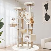 Taoqimiao Cat Scratching Trees XL 180 cm 2 Platforms 2 Caves | Cat Tower, Hammock, 8 Sisal Posts and Scratching Panel, for In