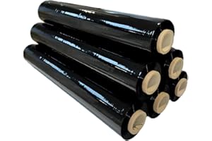 JeeJaan® 6 Rolls of Black Heavy Duty Pallet Strech Shrink Wrap 500mm x 250m x 23mu 1.8kg - Strong Packaging Industrial Shrink Film Pallet Wrap for Moving Home, Furniture, Luggage and Parcel