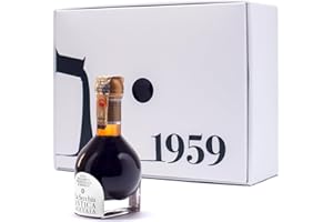 La Secchia - "1959", Vinaigre Balsamique Traditionnel de Modène DOP avec Vieillissement de 60 Ans, Flacon de 100 ml avec Distributeur et Livre de Recettes, Coffret Cadeau