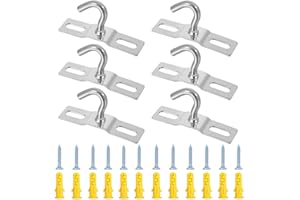 YANJINGHE 6 Piastra Ganci da Soffitto in Metallo, Gancio per Soffitto con 12 Viti e 12 Tappi di Espansione Ganci di Sospensione con Base a 2 Fori per Lampadario Ventilatori a Soffitto Cestini Zanzariere