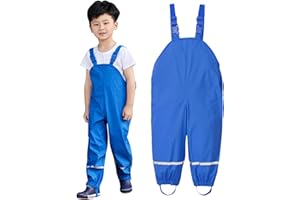 Gelb&Schwarz Rain Dungarees for Toddler Kids Boy Girl,Waterproof Breathable Adjustable Straps Dungarees Mud Trousers,Jumpsuit Clothes with Lining,for 1-8 Years Unisex Kids UK