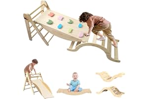 JARAGAR klettergerüst Indoor, 3 in 1 Faltbares Montessori Spielzeug Kletterdreieck, Indoor Klettergerüst Set mit Rampe und Bogen, Indoor Spielplatz Play Gym Geschenk für Kinder