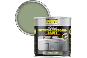 INNOV8 COATINGS DESIGNER KITCHEN CUPBOARD PAINT - DIY - NO PRIMER OR TOP COAT - SATIN Finish - 750 ml - Peridot Green - Fast Dry - CABINET, FURNITURE, WOOD, MDF, PLASTIC & METAL