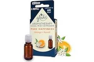 Glade Aromatherapy Essential Oil Diffuser Refill, Cool Mist Aromatherapy Diffuser & Air Freshener for Home, Pure Happiness with Orange & Neroli Scent, 17.4ml